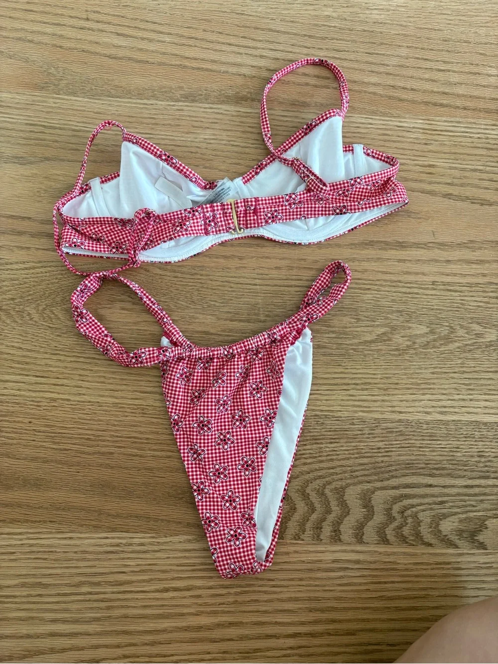 Frankie's Bikinis Red Gingham Floral Two-Piece Bikini